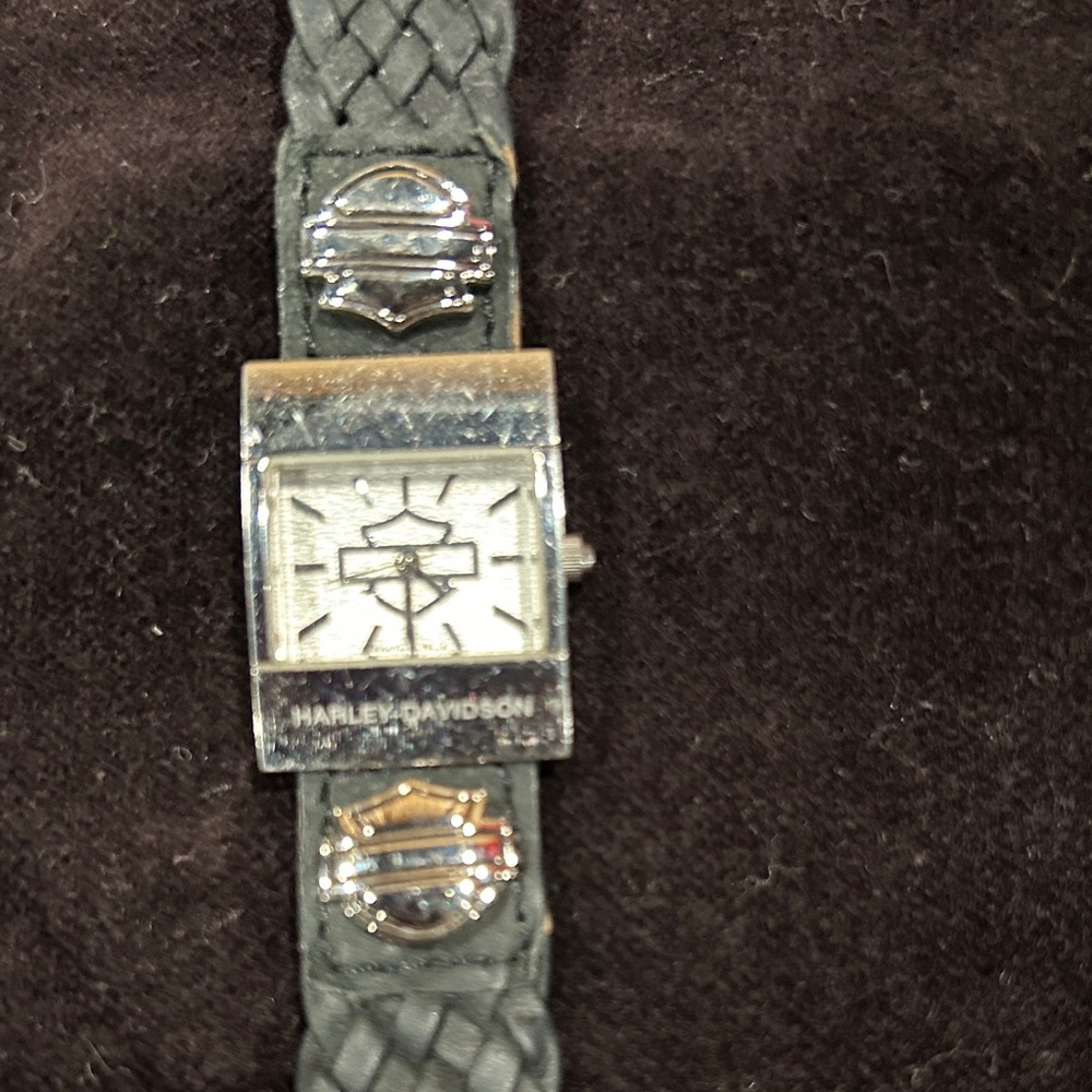 Harley-Davidson Silver and Gray Braided Watch